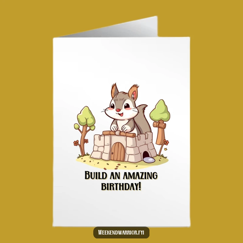 Free Printable Birthday Card: Squirrel Fort Builder - Unique Downloadable Gift