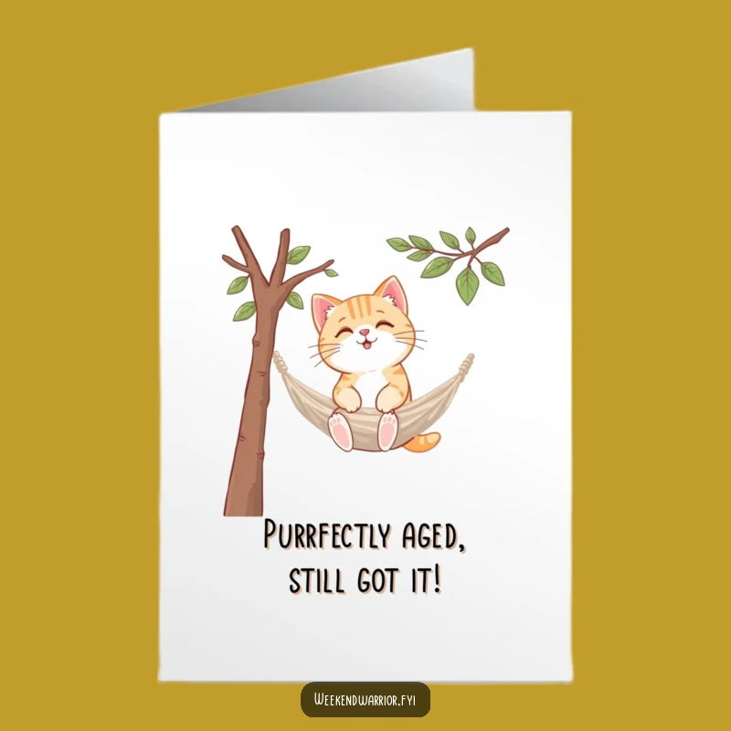 Funny Free Printable Birthday Card: Kawaii Cat Relaxing Enthusiast Downloadable Gift