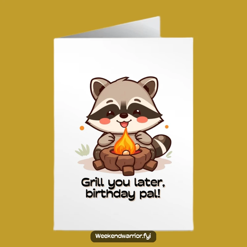 Raccoon Grilling Birthday Card: Free Printable Fun Downloadable Gift
