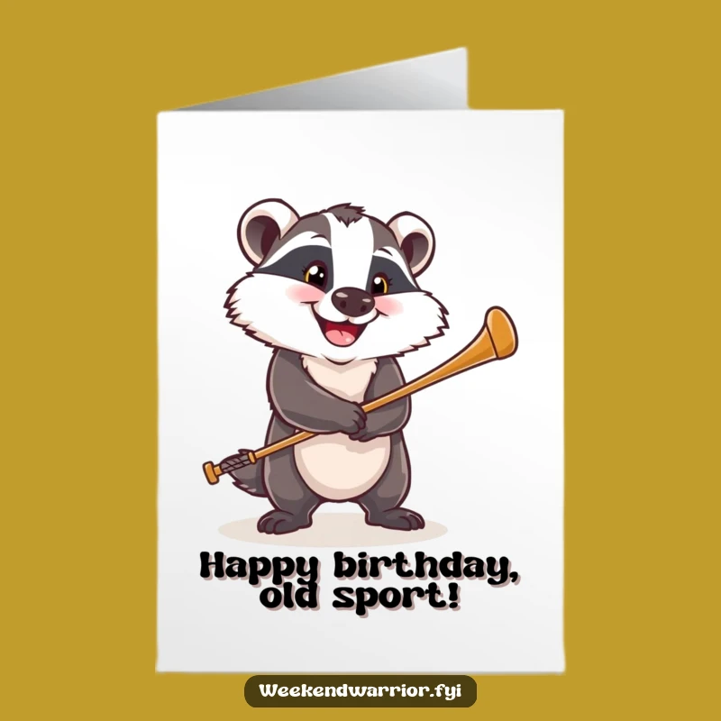 Free Printable Birthday Card: Determined Badger Golfer, Perfect Downloadable Gift