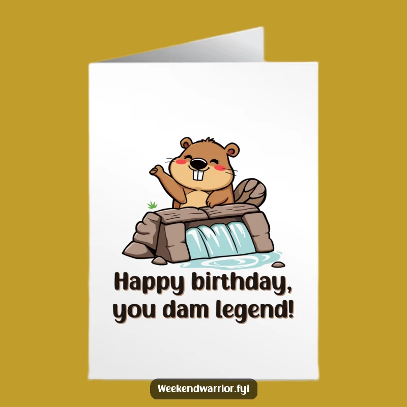 Free Printable Birthday Card: Silly Beaver - Enthusiastic Dam Gift