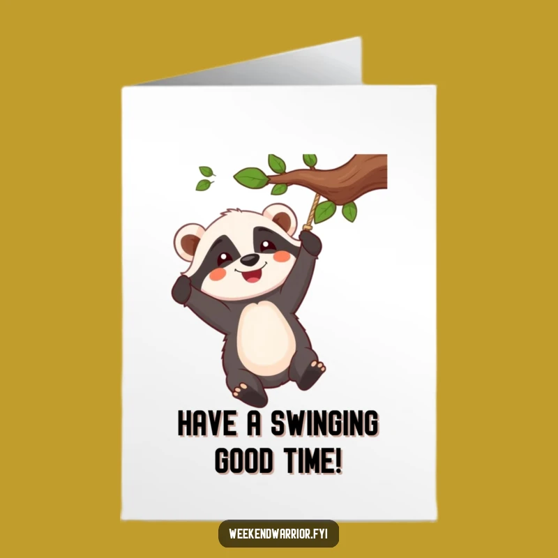 Free Printable Birthday Card: Swinging Badger Fun! Downloadable Humorous Gift