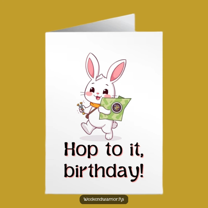 Free Printable Birthday Card: Rabbit Navigator Guiding Fun Funny Downloadable Gift