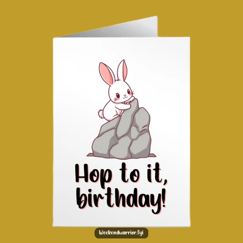 Free Printable Birthday Card: Determined Rabbit Climbing Art, DIY Gift for a High Achievement