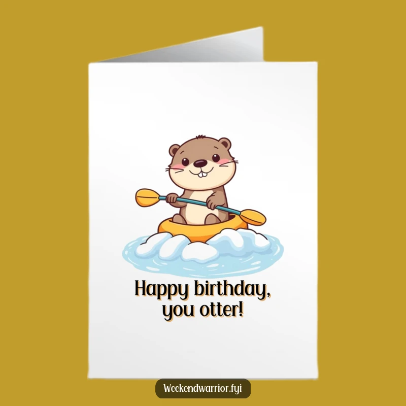 Kayaking Otter Birthday Card: Free Printable Fun Downloadable Gift