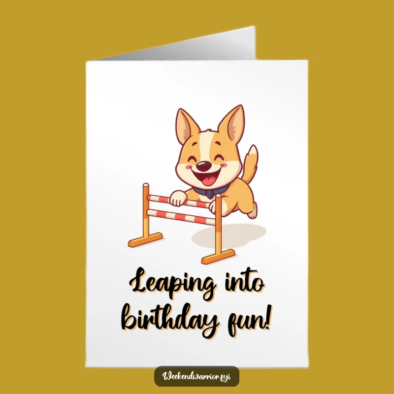 Free Printable Funny Birthday Card: Dog Obstacle Course DIY Downloadable Gift