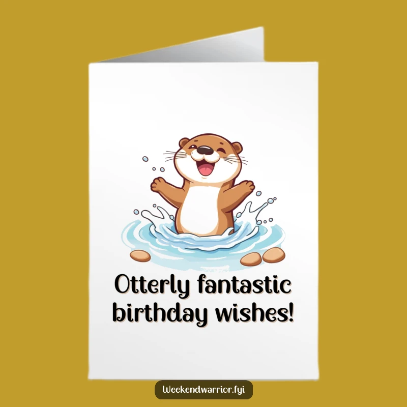 Free Printable Birthday Card: Joyful Otter - Fun Splashy Downloadable Gift