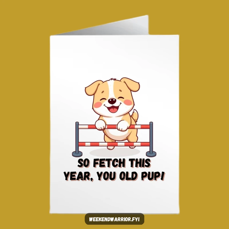 Free Printable Birthday Card: Giggling Dog Obstacle Course Funny Downloadable Gift