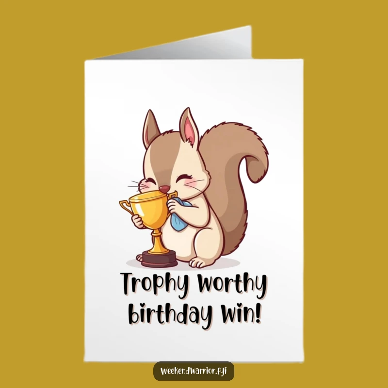 Free Printable Birthday Card: Funny Squirrel Trophy Winner Digital Download for a Hilarious Celebration