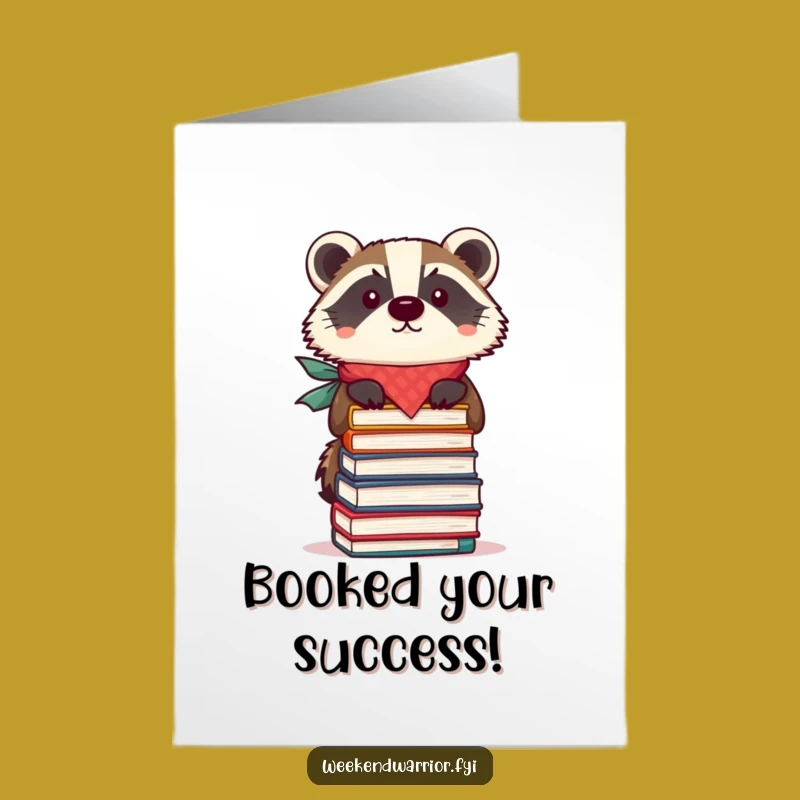 Free Printable Congrats Card: Book Badger Balances, Humorous Downloadable