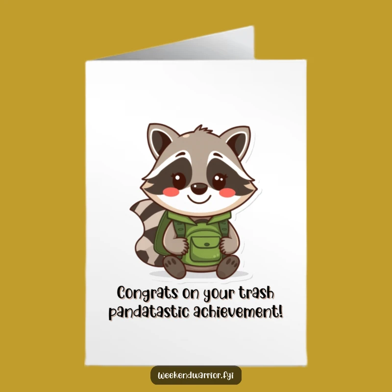 Free Printable Congrats Card: Pack Your Bags for Success with a Cheerful Raccoon!