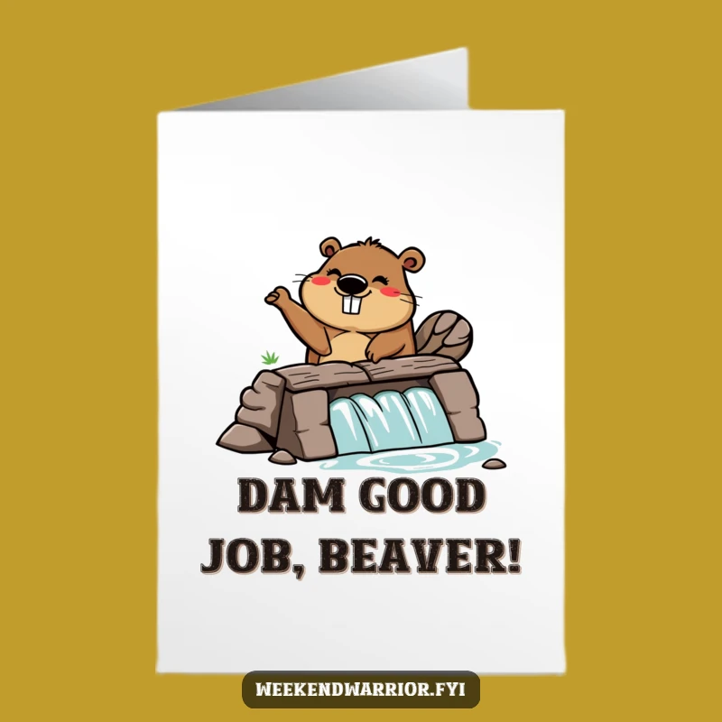 Free Printable Congratulations Card: Silly Beaver - Dam Building Achievement Gift
