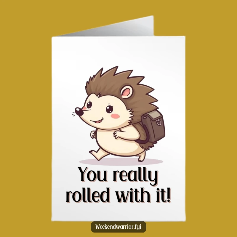Determined Hedgehog Free Printable Congrats Card - Funny Journey Gift!