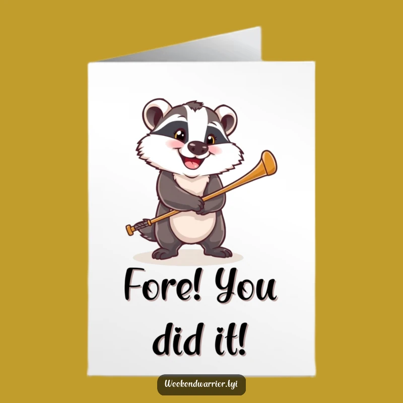 Free Printable Congrats Card: Badger Golfer Victory, Downloadable Gift