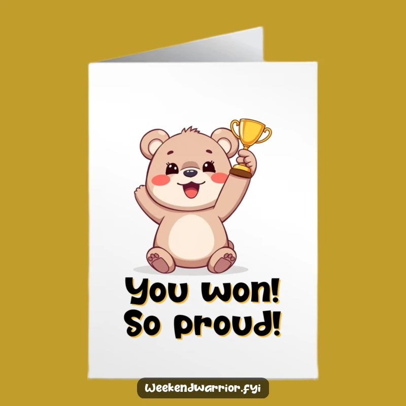 Free Printable Congrats Card: Bear Cub Trophy - Funny Downloadable Celebration!