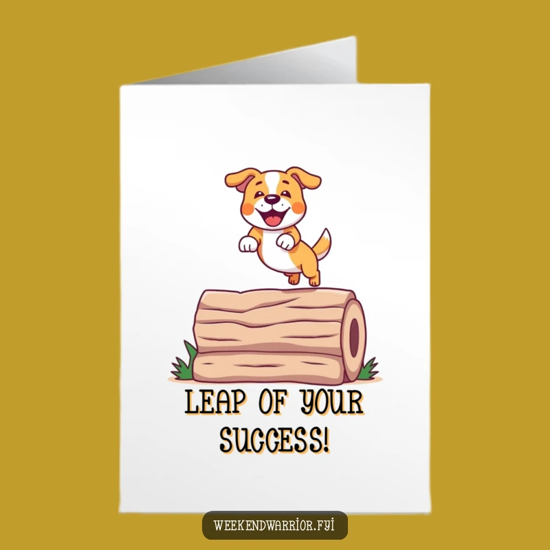 Free Printable Congrats Card: Dog Jump - Athletic Downloadable Celebration