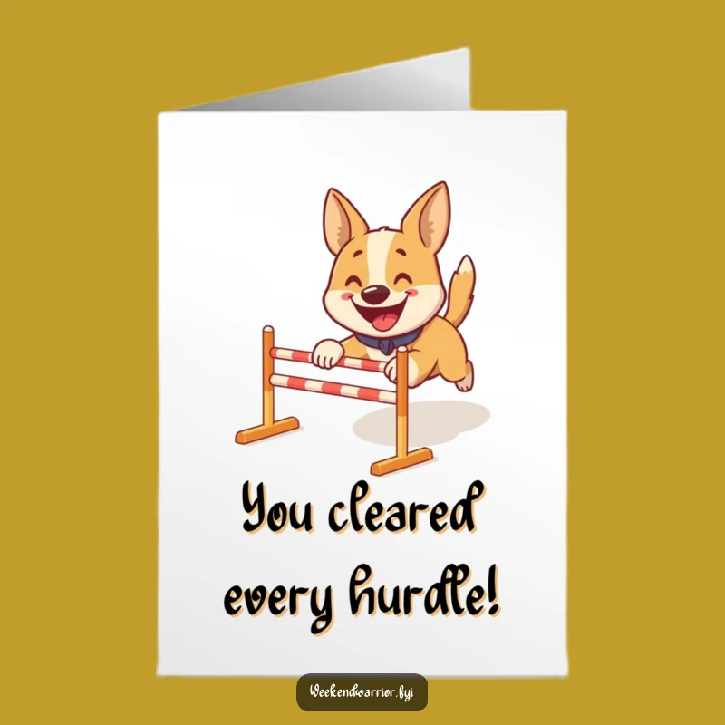 Free Printable Congrats Card: Dog Obstacle Course DIY Downloadable Gift for Winners