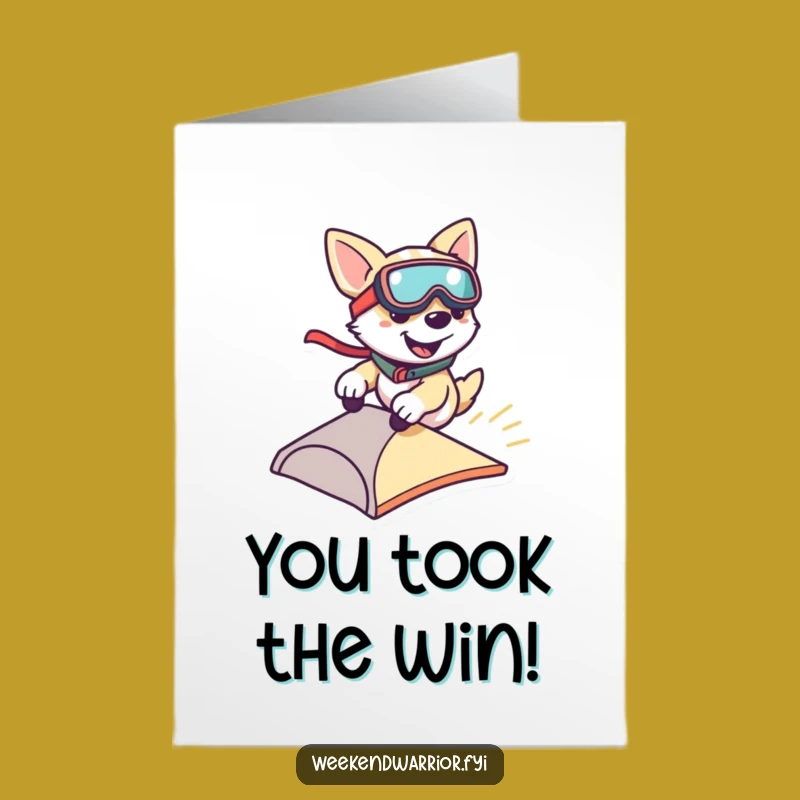 Free Printable Congrats Card: Dog on Ramp, Hilarious Downloadable Greeting