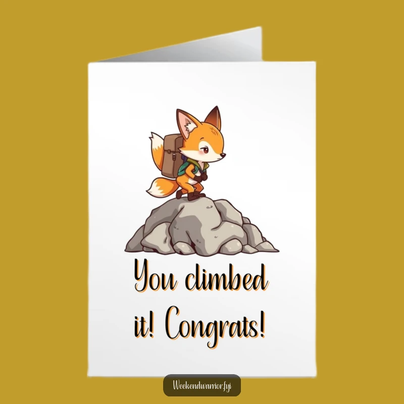 Free Printable Congrats Card: Fox Climber, Summit Achievement Downloadable!