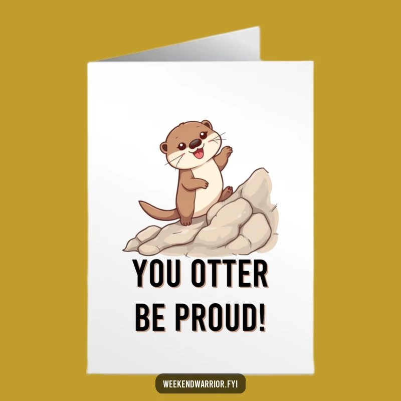 Free Printable Congrats Card: Joyful Otter Reaching Summit, Funny Downloadable Achievement Gift