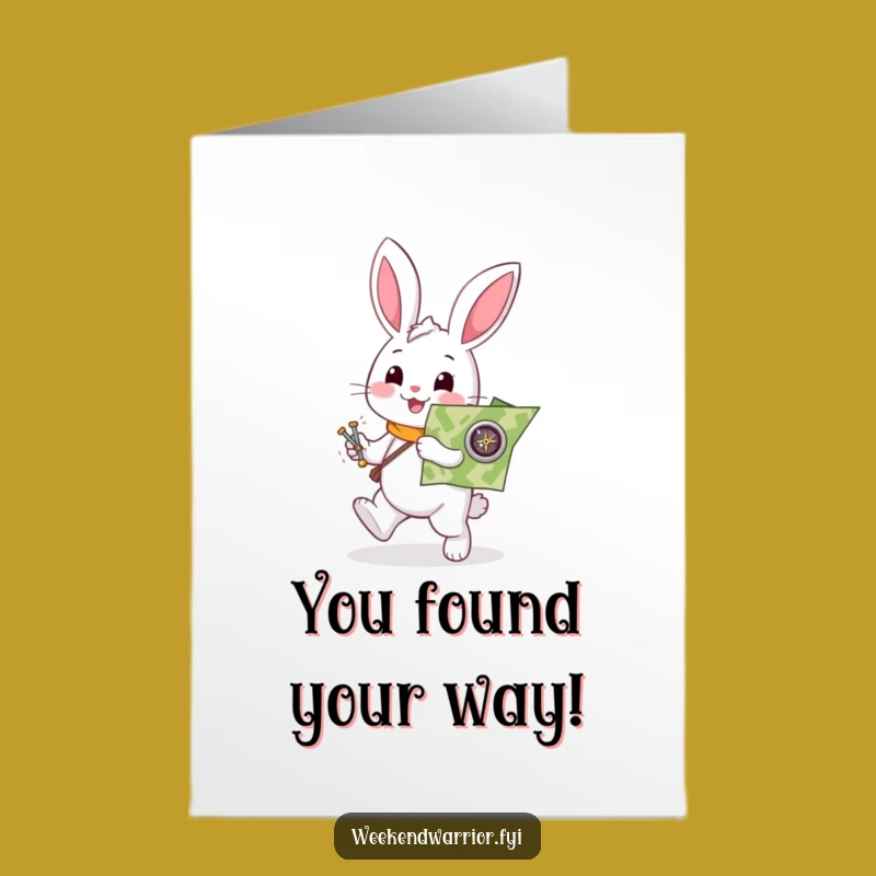 Free Printable Congrats Card: Rabbit Navigator Celebrating Success Funny Downloadable