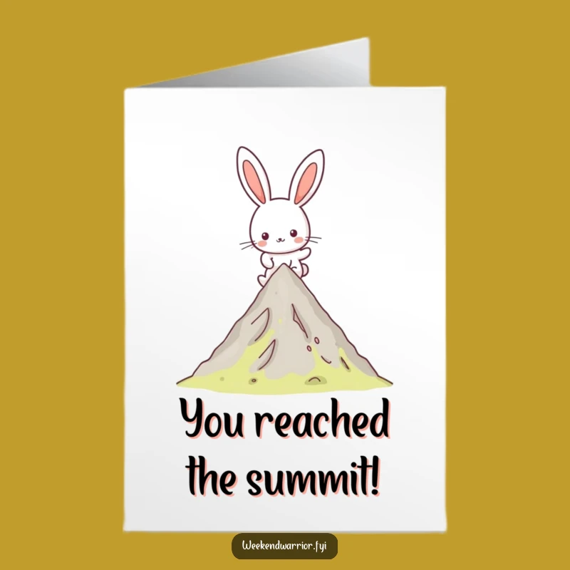 Free Printable Kawaii Rabbit Congratulations Card: Funny Hiking Downloadable Gift!