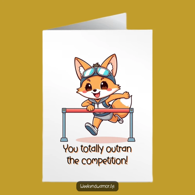 Funny Free Printable Congrats Card: Fox Clears the Hurdle!