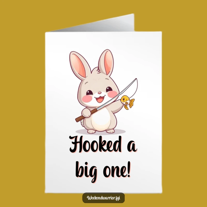 Free Printable Congratulations Card: Funny Rabbit's Catch - DIY Downloadable Celebration