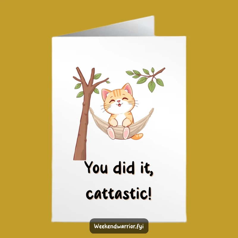 Leisurely Free Printable Congrats Card: Kawaii Cat Hammock Setup Downloadable