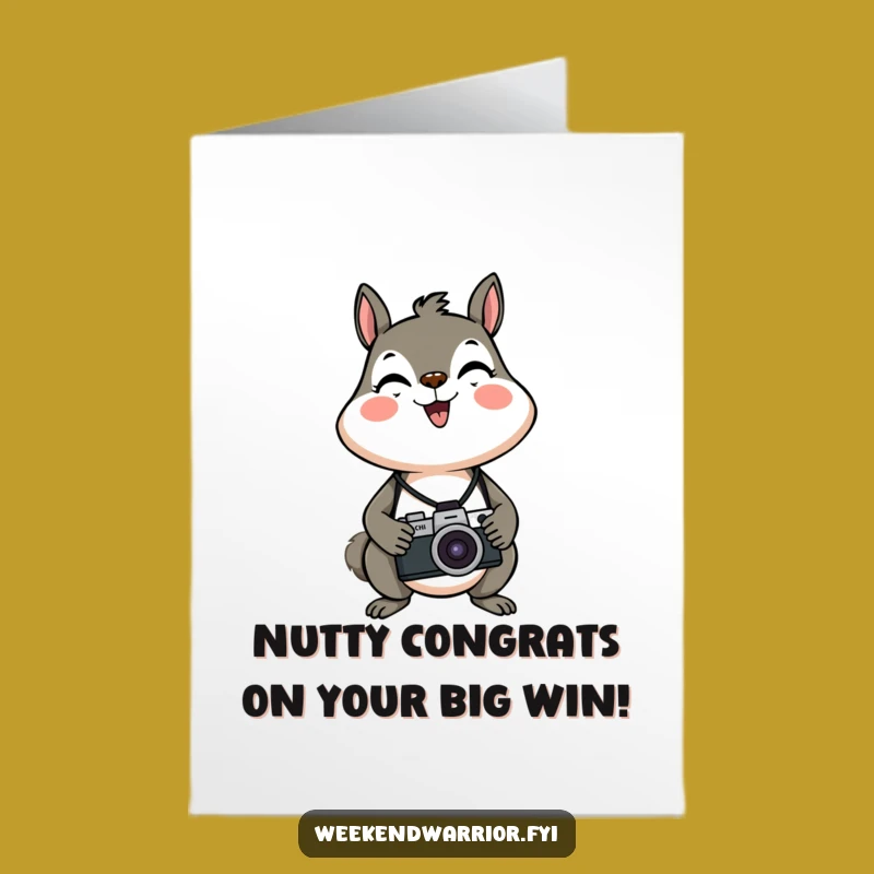 Free Printable Congrats Card: Squirrel Captures Success with a Click!