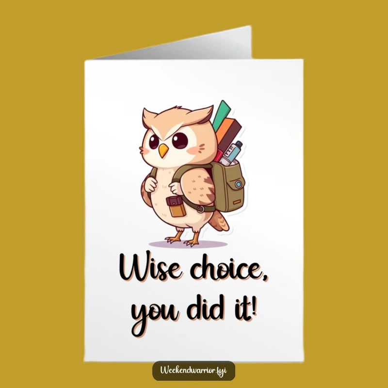 Owl Backpack Congrats Card: Free Printable Journey Downloadable Gift