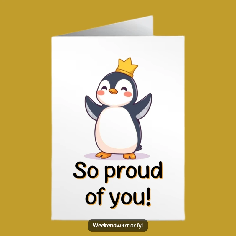 Free Printable Congrats Card: Proud Penguin Victory, Humorous Downloadable Gift