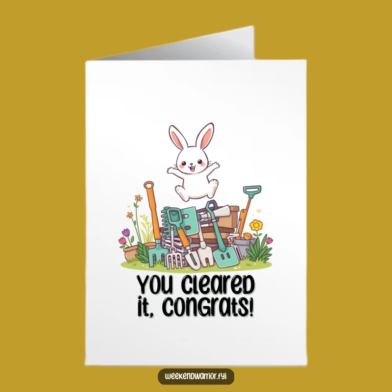 Free Printable Congrats Card: Rabbit Gardener Success! Humorous Downloadable Gift
