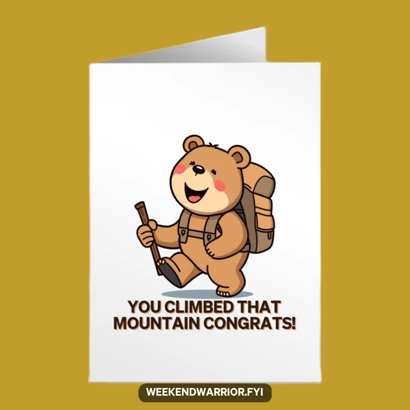 Free Printable Bear Hike Congrats Card: Hilarious Downloadable Gift for Achievement