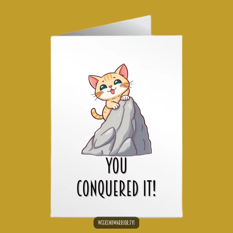 Free Printable Congrats Card: Brave Cat Conqueror, Mountain Triumph, Downloadable Gift