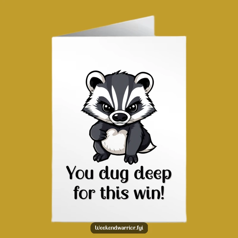 Free Printable Congratulations Card: Determined Badger - Funny Announcement Gift