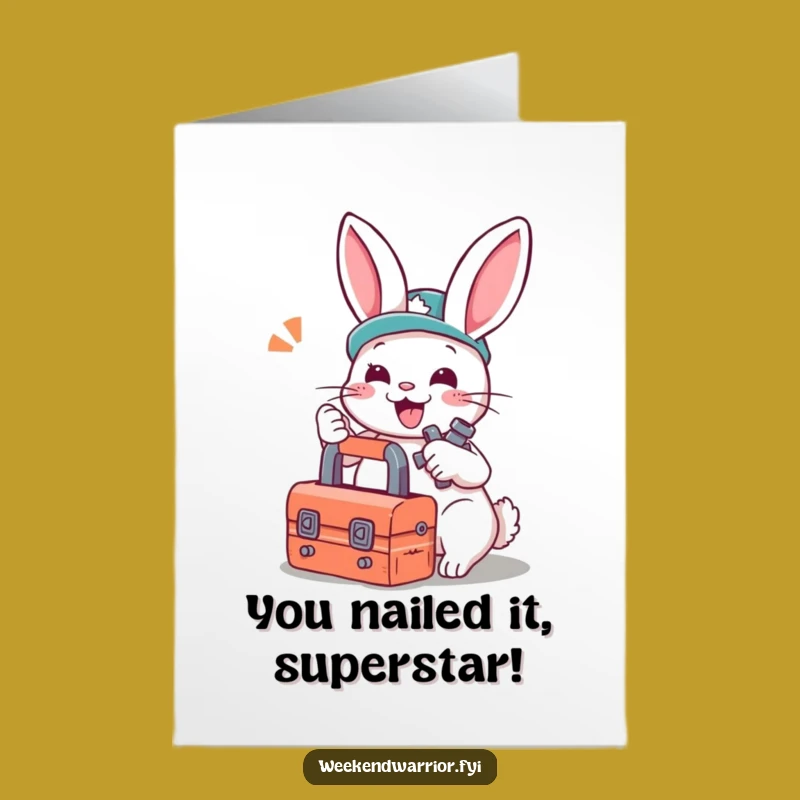 Free Printable Congrats Card: Rabbit Mechanic DIY Downloadable Gift for Any Achievement