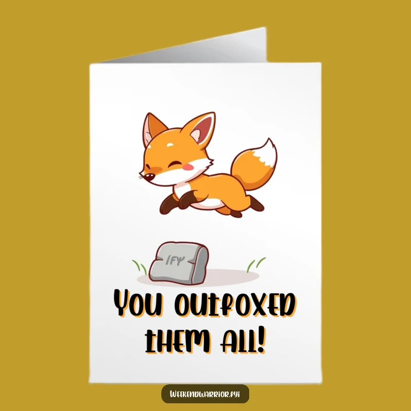 Free Printable Congrats Card: Playful Fox Leap, Your Energetic Downloadable Gift