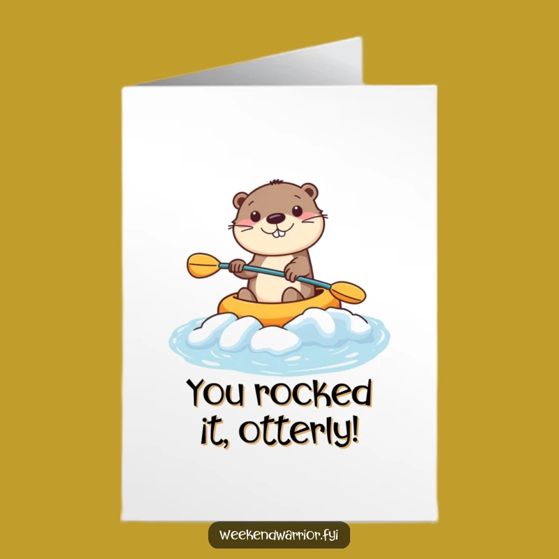 Otter Kayaking Congrats Card: Free Printable Celebration Downloadable Gift
