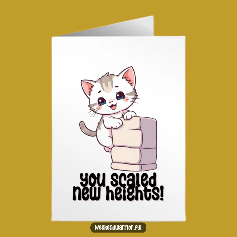 Free Printable Congrats Card: Kitten Climbing, Adorable Downloadable Greeting