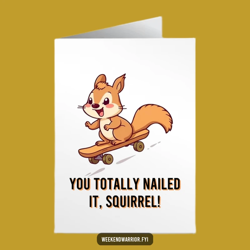 Free Printable Congrats Card: Giggling Squirrel Skater - Awesome Downloadable Gift!