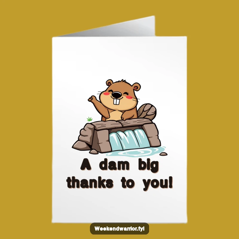 Free Printable Thank You Card: Silly Beaver - Thanks for Building Gift