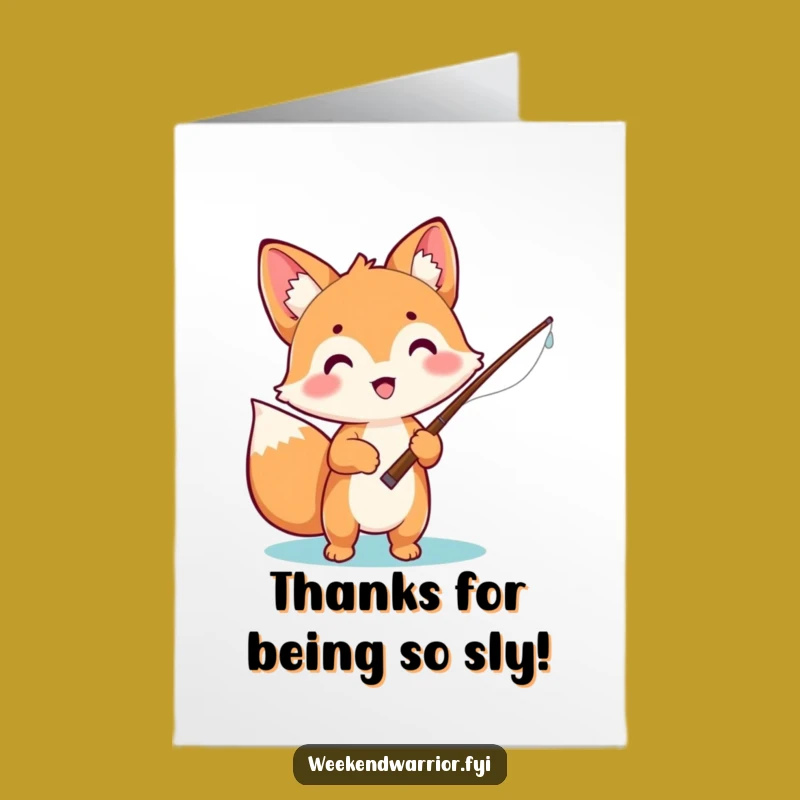Fishing Fox Free Printable Thank You Card - Cute Thanks Downloadable Gift!
