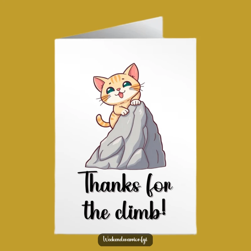 Free Printable Thank You Card: Brave Cat Climber, Mountain Thanks, Downloadable Gift