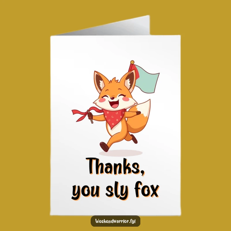 Free Printable Thank You Card: Fox with Flag Funny Downloadable Appreciation