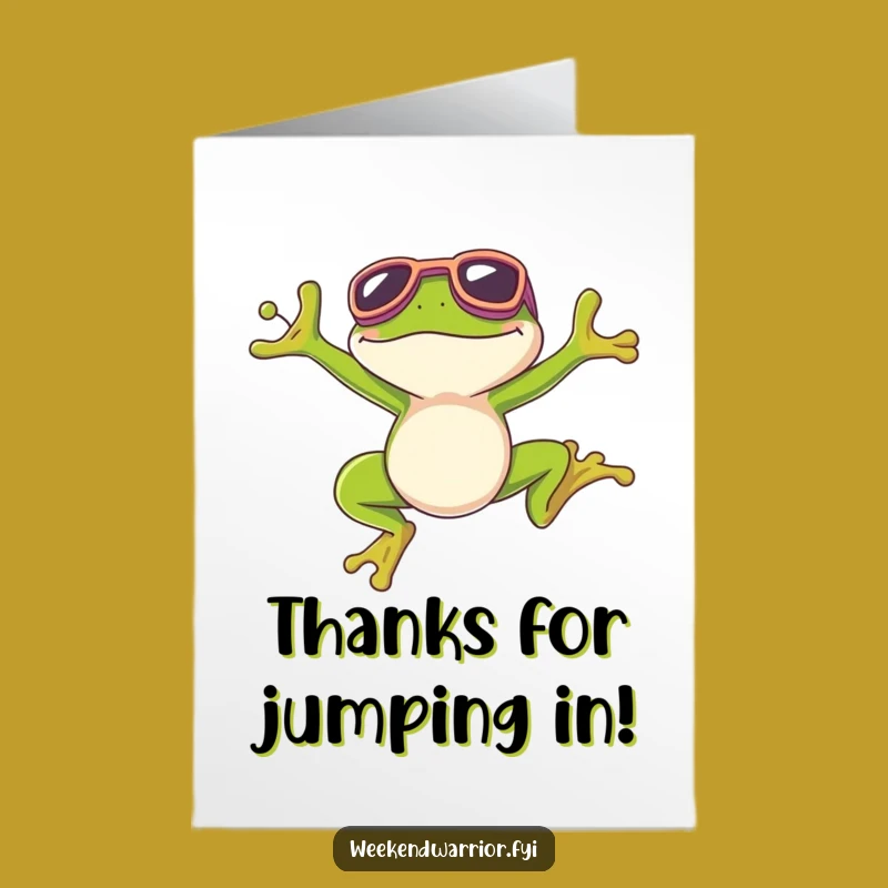 Free Printable Thank You Card: Goggle Frog Cheers, Humorous Downloadable Gift