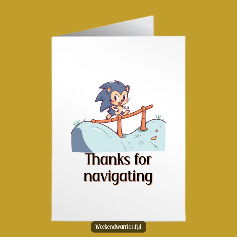 Free Printable Thank You Card: Hedgehog's Journey - Funny Downloadable Gift of Gratitude
