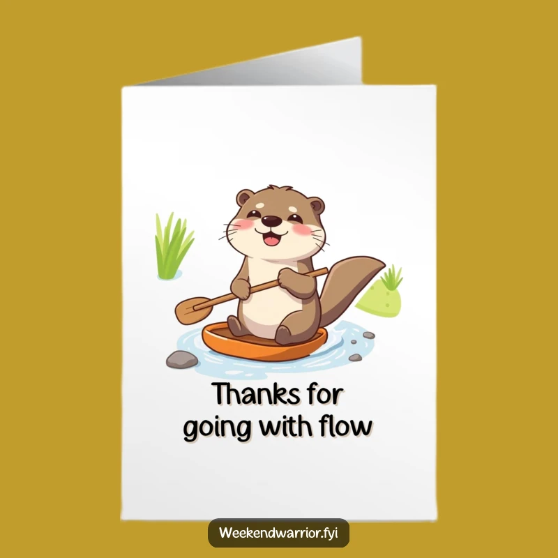 Free Printable Thank You Card: Otter Paddles Stream, Funny Downloadable Gratitude