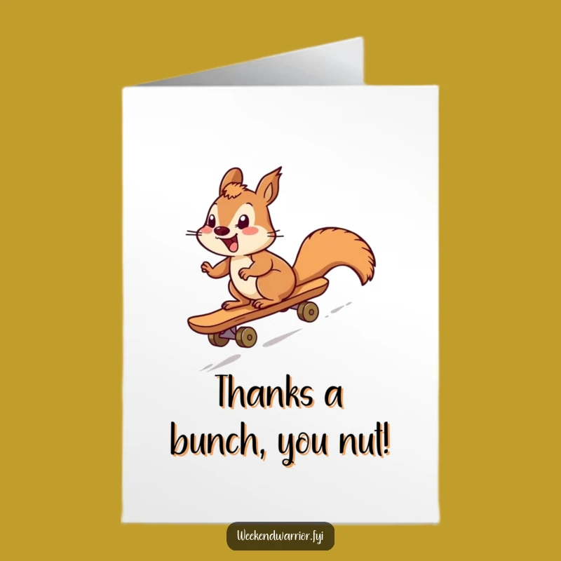 Free Printable Thank You Card: Giggling Squirrel Skater - Grateful Downloadable Gift!