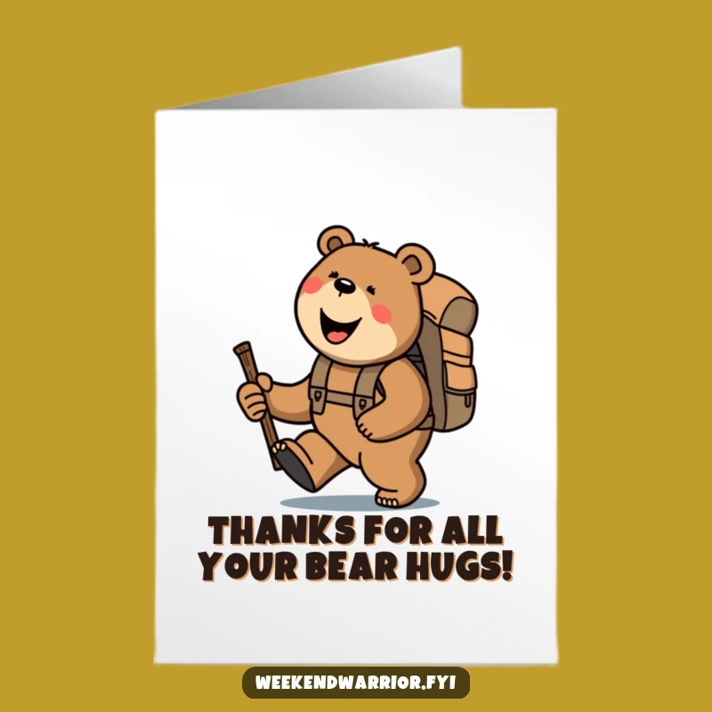 Free Printable Bear Thank You Card: Funny Downloadable Gift for Your Support